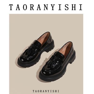 Кожаная обувь женская новая с бахромой в стиле колледж лакированная ретро одинарная обувь женская, женская обувь больших размеров