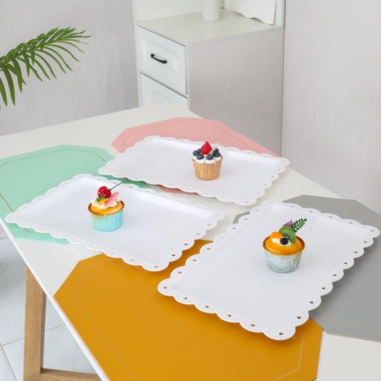 3шт сервировочные подносы большой прямоугольный поднос для десерта пластиковые прочные многоразовые тарелки плоский поднос для печенья и кексов на день рождения, чаепитие, свадьба