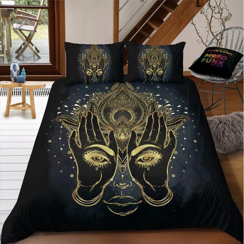 Комплект постельного белья с изображением Будды, цветной каменный комплект постельного белья для подростков, взрослых, размер Queen King, двуспальный, полиэстер, пододеяльник