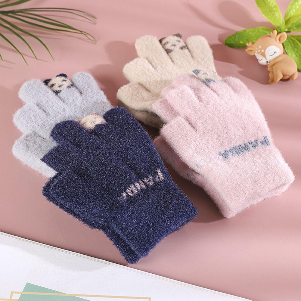 Kawaii Thicken Cycling  Letter Panda Women Winter Gloves Korean Mittens Outdoor Gloves