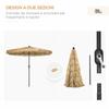 Round Garden Umbrella with Straw Canopy and Crank Handle. 265x250cm. Khaki