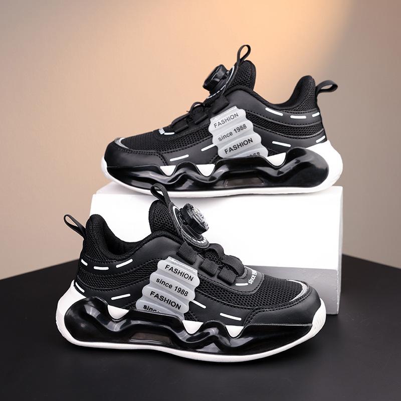 Boys Shoes Breathable Double Net Boys Running Shoes Spring Popular Button Shoes Lightweight Non-slip Children's Shoes Mesh Shoes