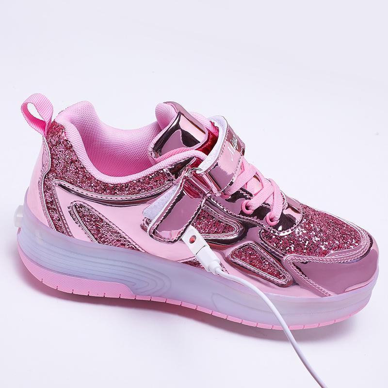 TUINANLE Детские туфли для мальчиков и девочек с мигающими роликовыми коньками, детская обувь со светодиодной подсветкой, светящиеся колеса