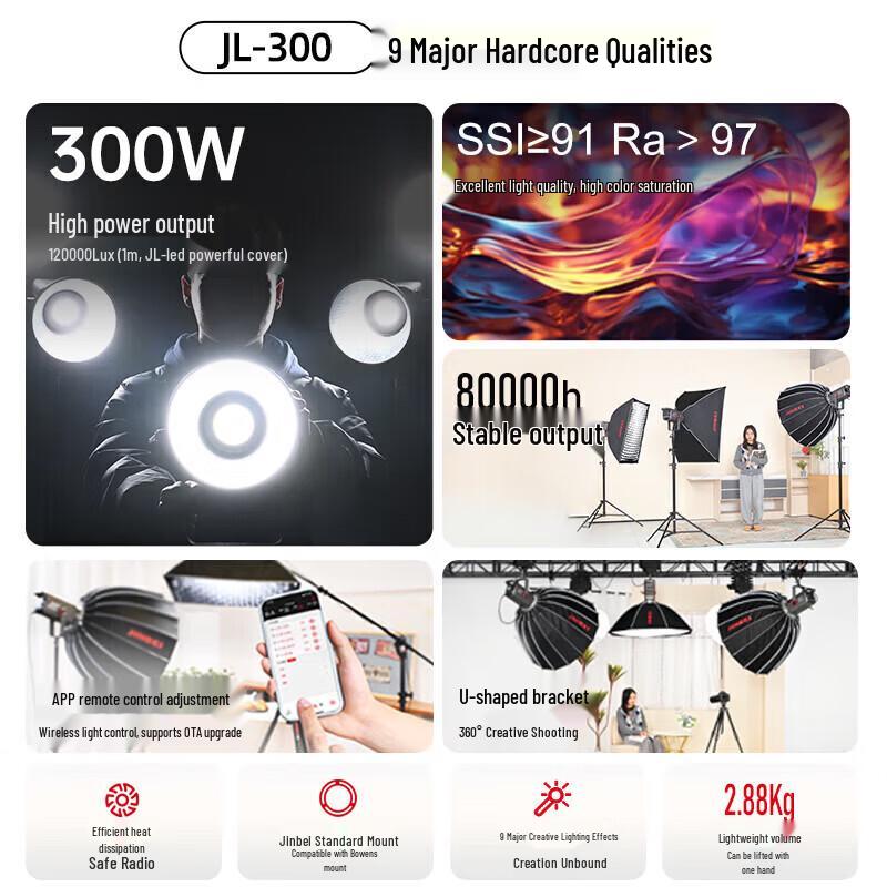 JINBEI JL300 300W COB LED Video Studio Light