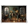 Рождественский Камин Фон Фотография Елка Подарок Носки Зеленая Стена Детские Фото Фоны Украшения Комнаты Фотозона
