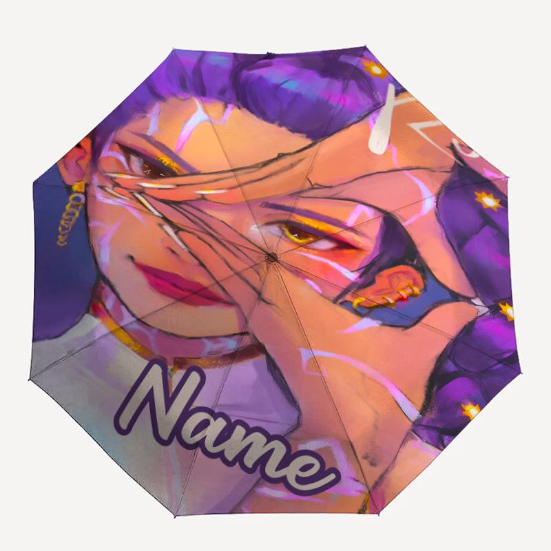 Personalized Name K-KPop Demon Hunters Print Umbrella - Automatic Open/Close, Eight-Rib Durable Frame, Automatic Folding Umbrella