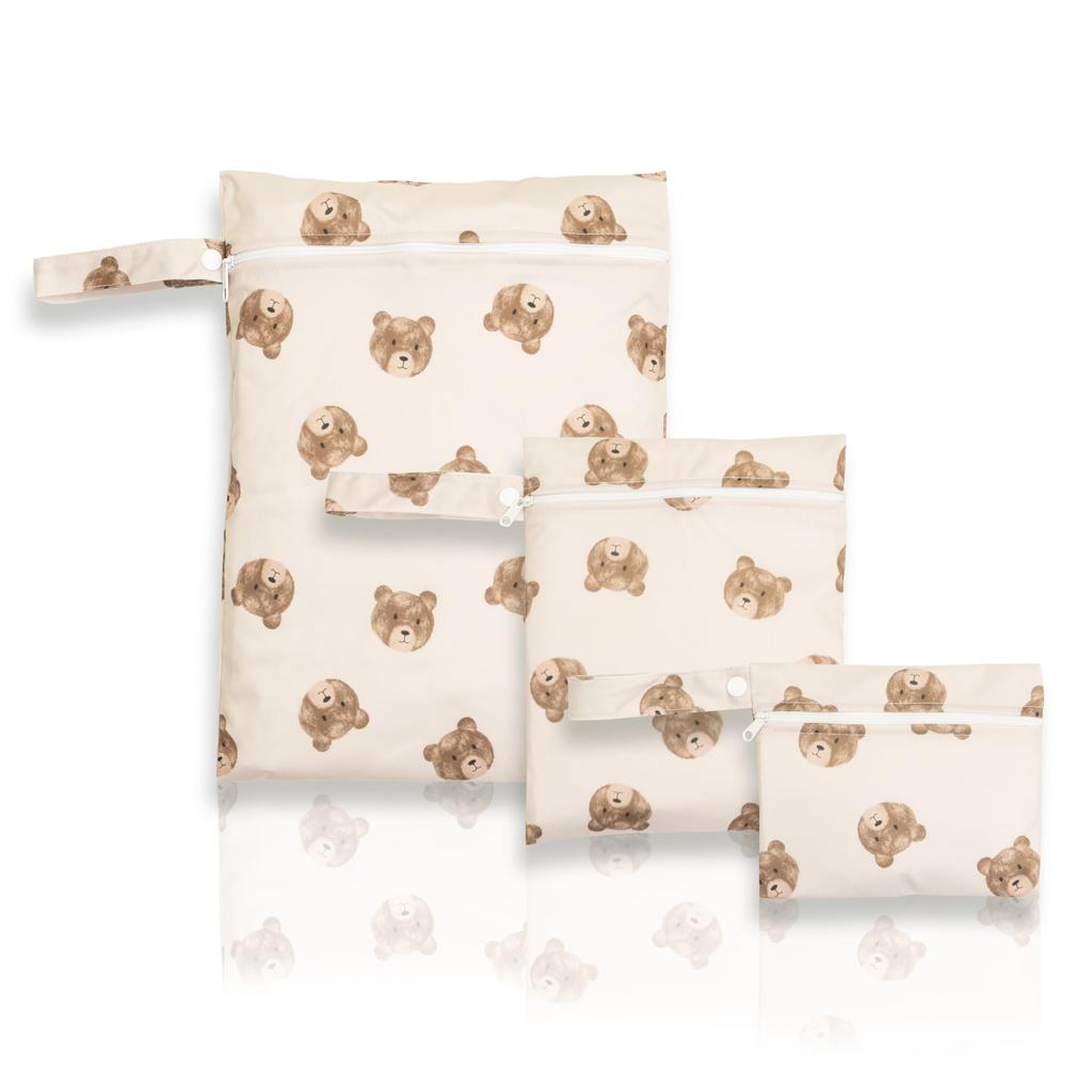 Waterproof Diaper Pouch Set for and Kindergarten [plunmoln] (3-Piece Set), Multi-Purpose, Travel, Yoga, Gym, Sports, Daycare, (I (Bear))