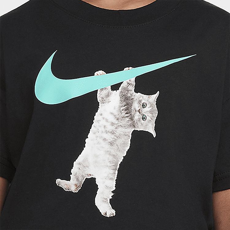 Nike Детская спортивная одежда, хлопковая мягкая удобная футболка с коротким рукавом, детские топы, черный цвет FZ5538-010