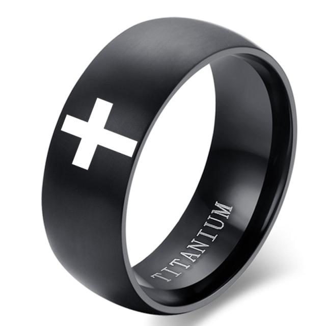 6mm 8mm Stainless Steel Cross Ring Christian Jesus Christ Lord Prayer For Men And Women