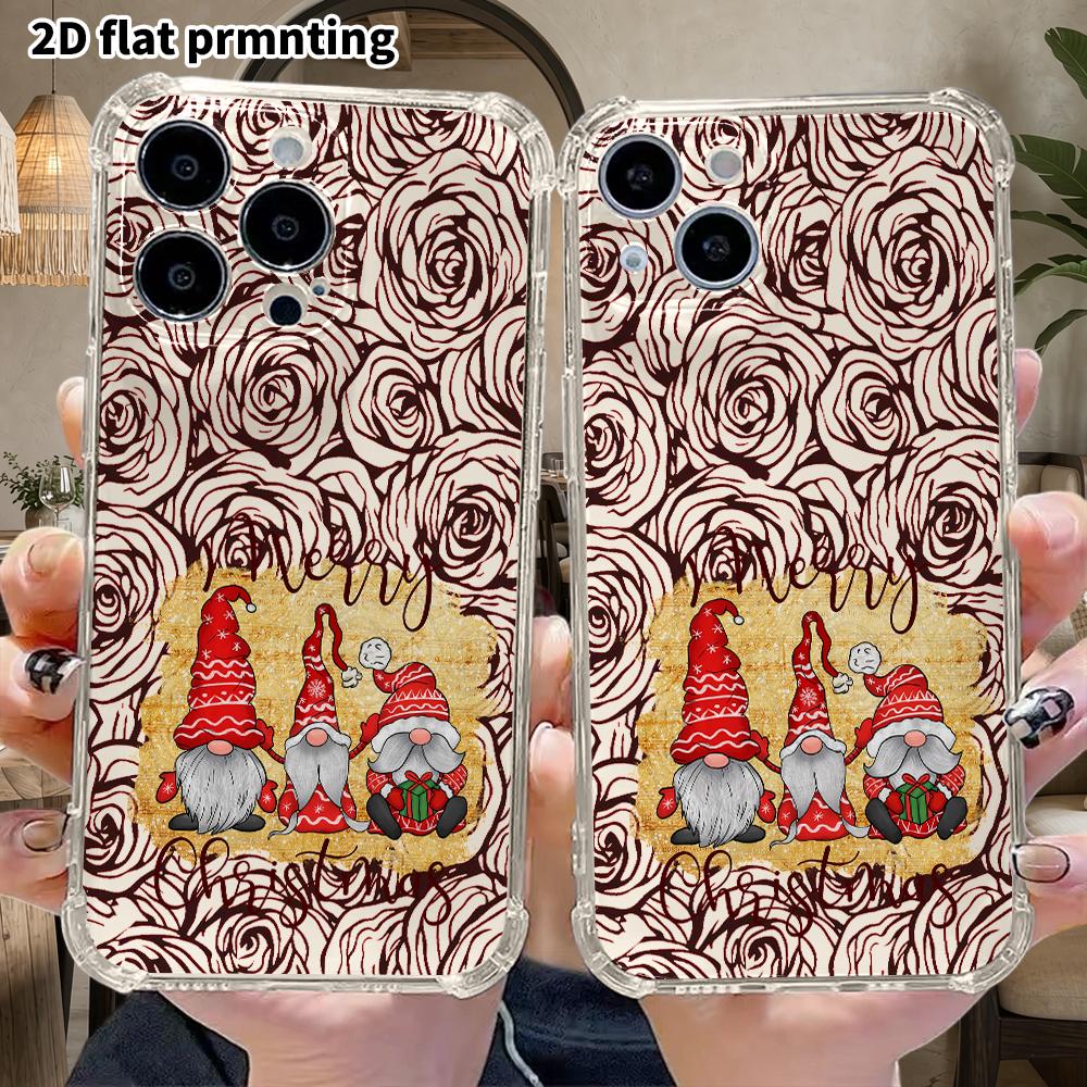 Чехол для телефона: 2D плоский дизайн, подходит для iPhone 18 17 16 15 14 13 Pro, прозрачный чехол с защитой углов, Рождественский эльф, Рождественский и Хэллоуинский подарок