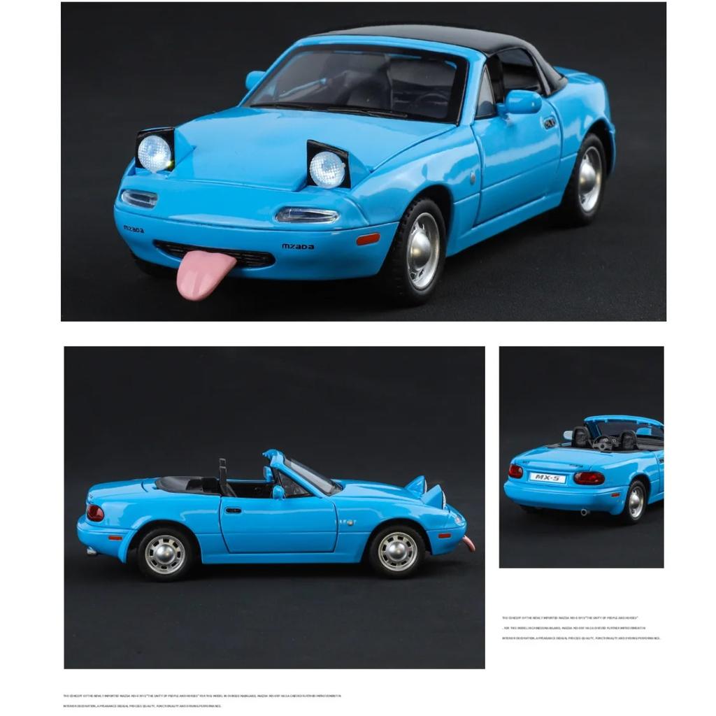 1/24 Mazda MX5 Модель легкосплавного автомобиля Звук и свет Инерционный механизм Детская игрушка Коллекционные предметы Подарок на день рождения