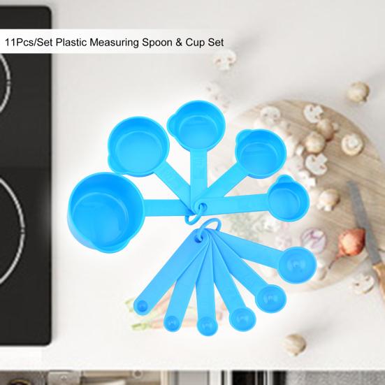 11Pcs/Set Plastic Measuring Spoon & Cup Set BPA-Free Baking Measuring Tool for Flour Sugar Salt Liquid Multifunctional Kitchen Household Meter