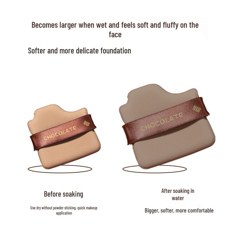 Guo Niu Dual-Use Chocolate Biscuit Powder Puff Set - Super Soft, Skin-Friendly Makeup, Wet/Dry Use, Non-Absorbing