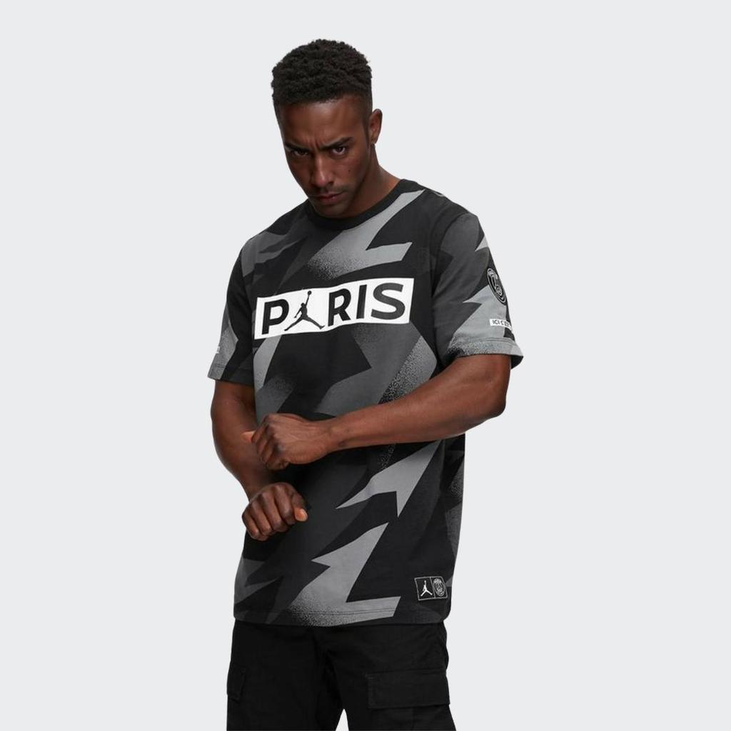 Футболка с принтом Air Jordan x Paris Saint-Germain Черно-серая BQ8387-010