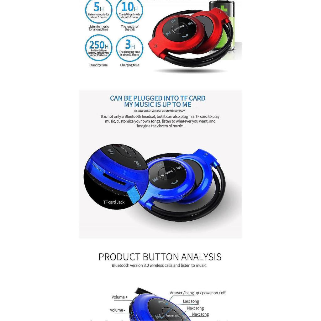 Wireless Headphone Sports Headset Sweatproof With Microphone,bluetooth Headphones Behind The Head,foldable And Carried In The Purse