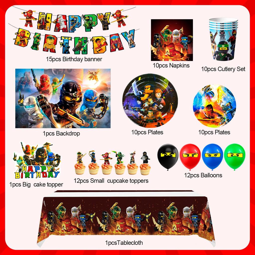 Набор разноцветных украшений для детской вечеринки в стиле ниндзя