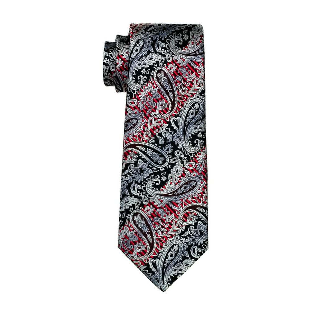 Hi-Tie Mens Silk Tie Paisley Necktie Handkerchief Cufflinks Set for Party Wedding Business