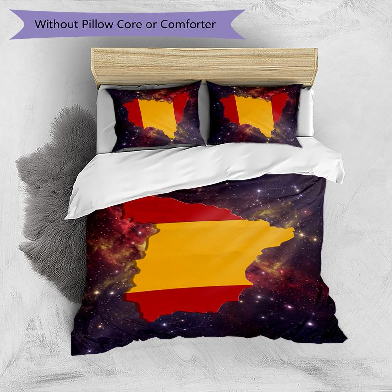 Spain football Printed Bedding 3 Piece Set Cozy Breathable Bed Cover Set as Housewarming Holiday Gift