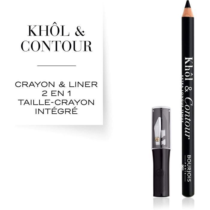 Crayon yeux - Bourjois - KOHL&CONTOUR - 001 Black - 1,2 g - Regard intense et défini