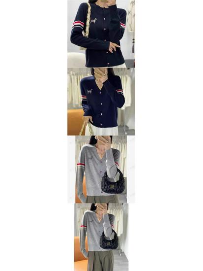 Женский свитер-кардиган в корейском стиле с вышивкой, цветными блоками и полосками