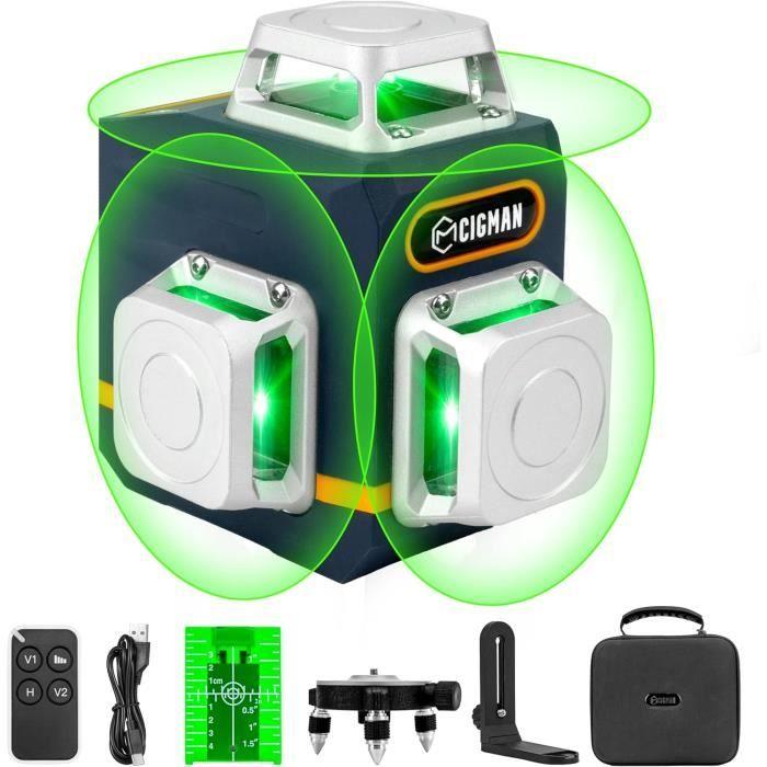 Niveau Laser - CIGMAN - CM-701 - Vert - 3x360° - Télécommande Et Support Magnétique