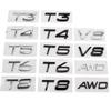 Car ABS Displacement Logo Replace Badge Emblem Decal Sticker For S60 S80 S90 XC90 XC60 V40 V70 V60 T3 T4 T5 T6 T8 V8 AWD