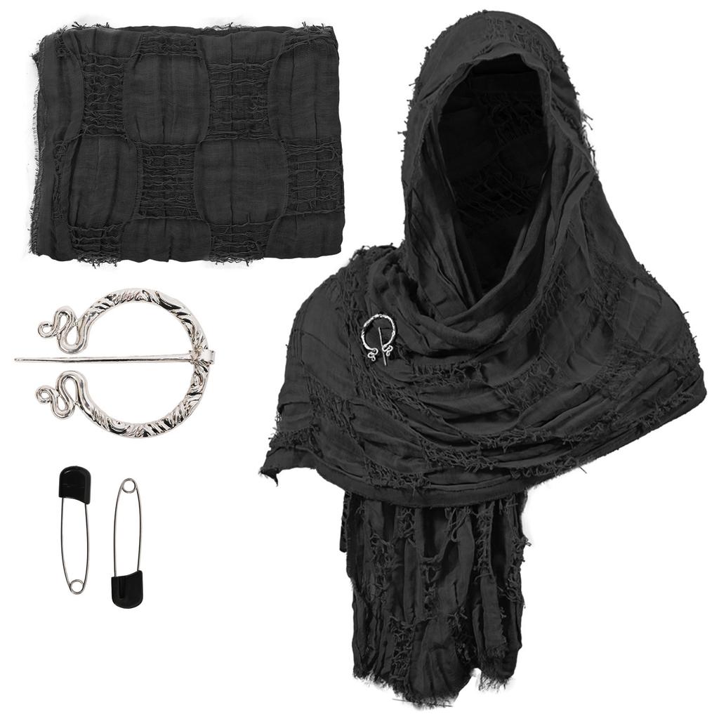 Medieval Wasteland Scarf Shawl Renaissant Costume Accessory With Shawl Brooch Unisex Cotton Blend Cloak for Halloween
