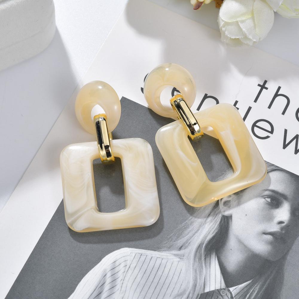 Женские квадратные серьги из смолы, геометрические акриловые ювелирные аксессуары