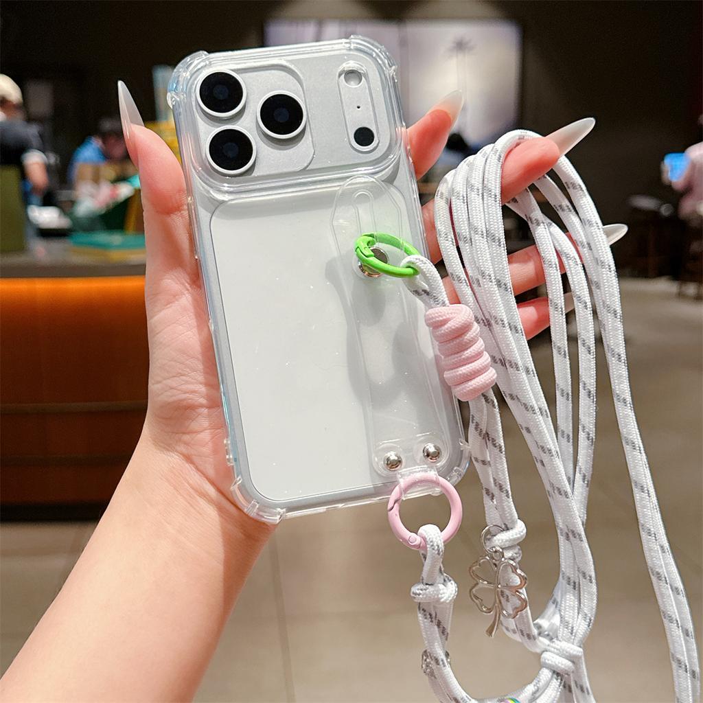 Чехол для телефона с ремешком на запястье через плечо для IPhone Air 17 16 15 Plus 14 13 12 11 Pro Max X XR XS Силиконовый Прозрачный Защитный Чехол
