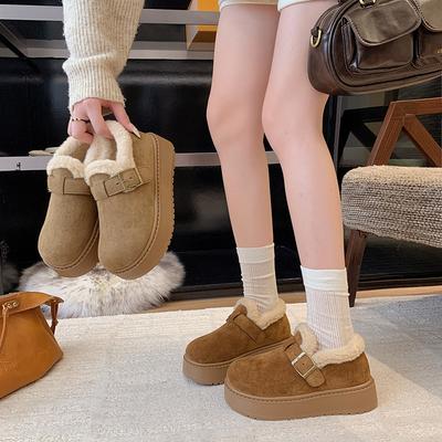 Женские зимние теплые меховые ботинки большого размера на мягкой подошве, ботильоны до щиколотки с подкладкой, нескользящие спортивные хлопковые ботинки для пеших прогулок