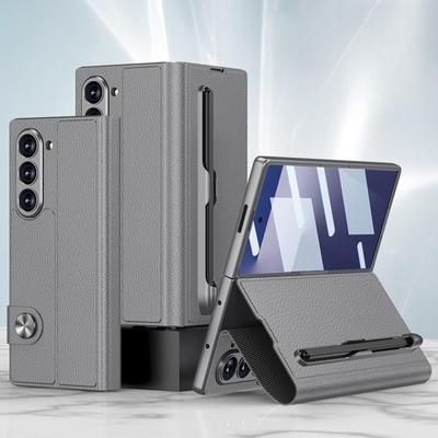 Чехол-книжка из кожи для Samsung ZFold7 Flip, Чехол для мобильного телефона, Мужской картхолдер, Складной, Модный бренд, Отсек для ручки, Защитный чехол