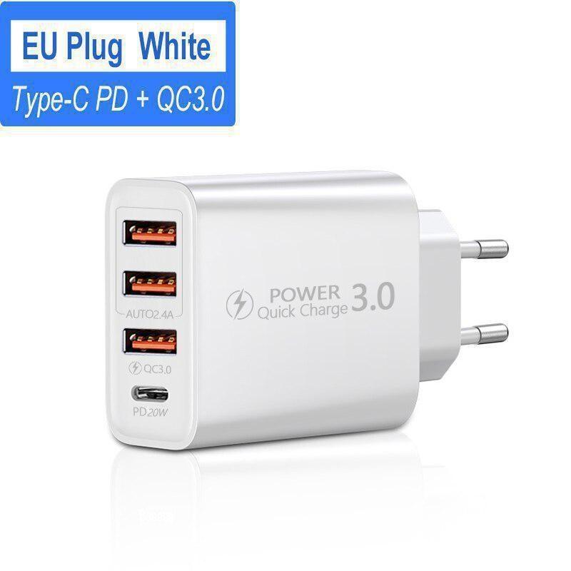 Дорожное зарядное устройство Американское, европейское, британское, 3 порта USB+зарядная головка Type-C