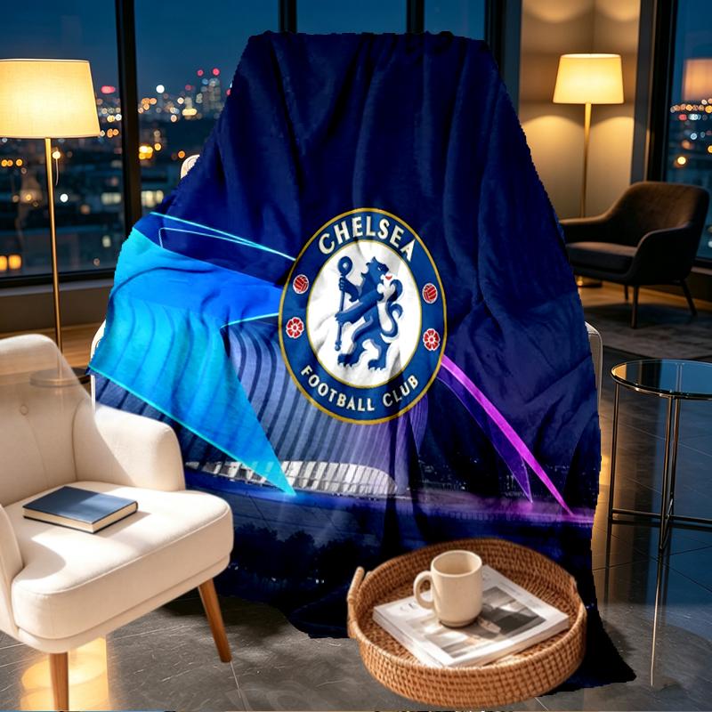 Плед Chelsea F.C. - Мягкий и Удобный, для Спальни, Путешествий, Дивана, Домашнего Декора - Подарок на День Рождения, Рождество для Друга