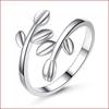 Weihua Olive Branch Silver-Plated Ring: Women's Open Tender Leaves Design for Personality and Style.