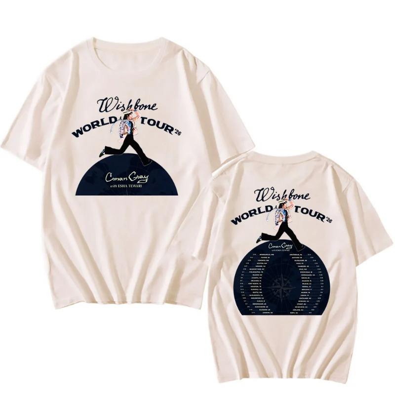 Wishbone World Tour 2026 Tshirts CONAN GRAY Singer Fashion T-shirt Short Sleeve Loose Cotton Male T Shirt Streetwear Unisex Tees