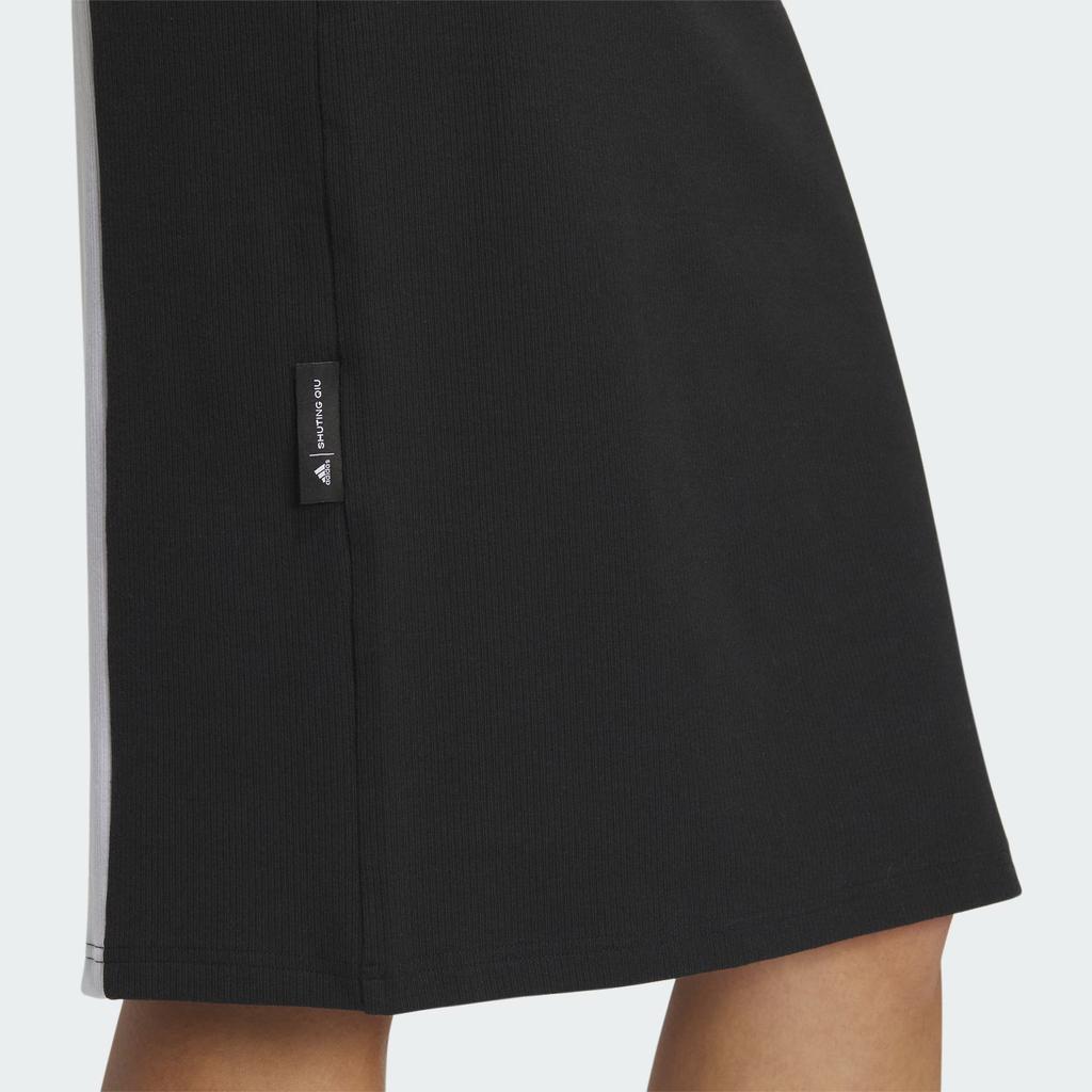 Adidas X Shuting Qiu с цветочной вышивкой и цветными блоками, облегающее прямое платье миди, женские платья без рукавов, черный, белый цвет IM8442