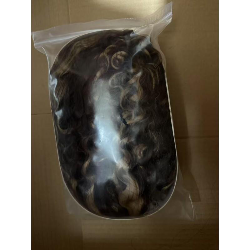 European American Hand-knitted Front Lace Wig Headgear Black Long Straight Hair Chemical Fiber T-shaped