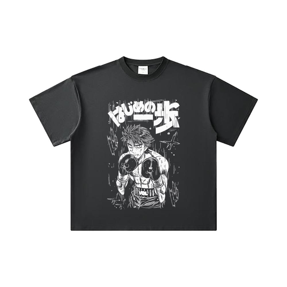 260 GSM Double Yarn 32 Count 100% Cotton Hajime no Ippo V8 Volg Print Unisex Heavy Cotton T Shirt