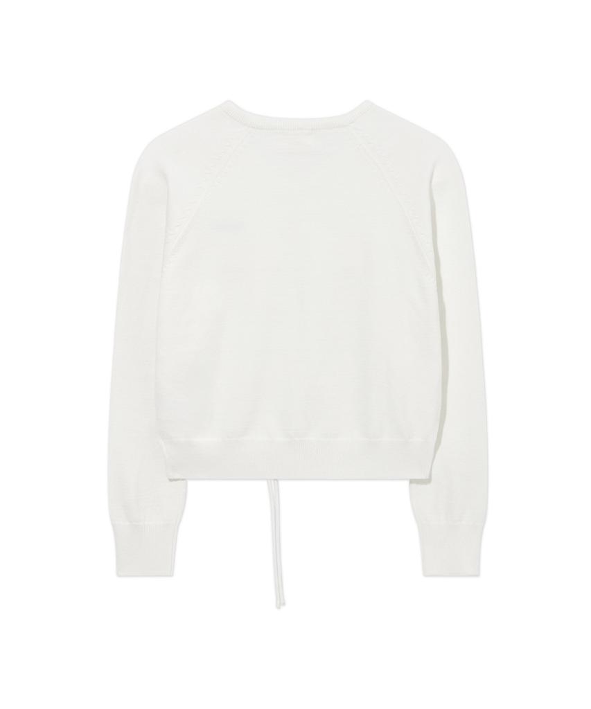 COVERNAT WOMAN Shirred V-Neck Knit Ivory
