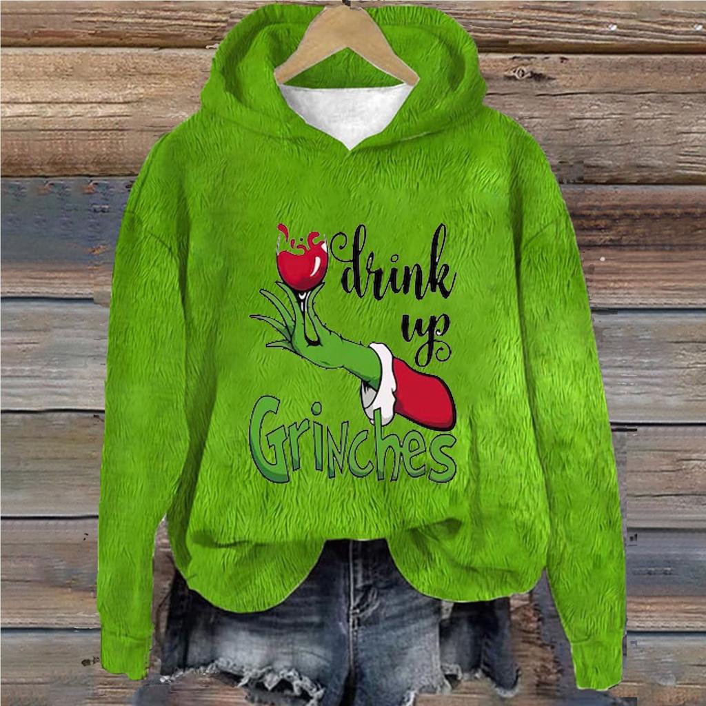 Женская толстовка, спортивная, рождественская, фланелевый пуловер, толстовка с длинным рукавом, повседневная толстовка