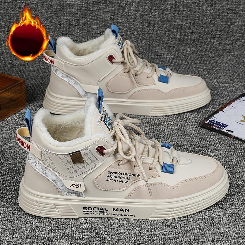 New Men's High Top Sneakers Men's Platform Lace Up Korean Casual Shoes Lightweight Warm Skateboard Shoes Tenis Masculino Spring