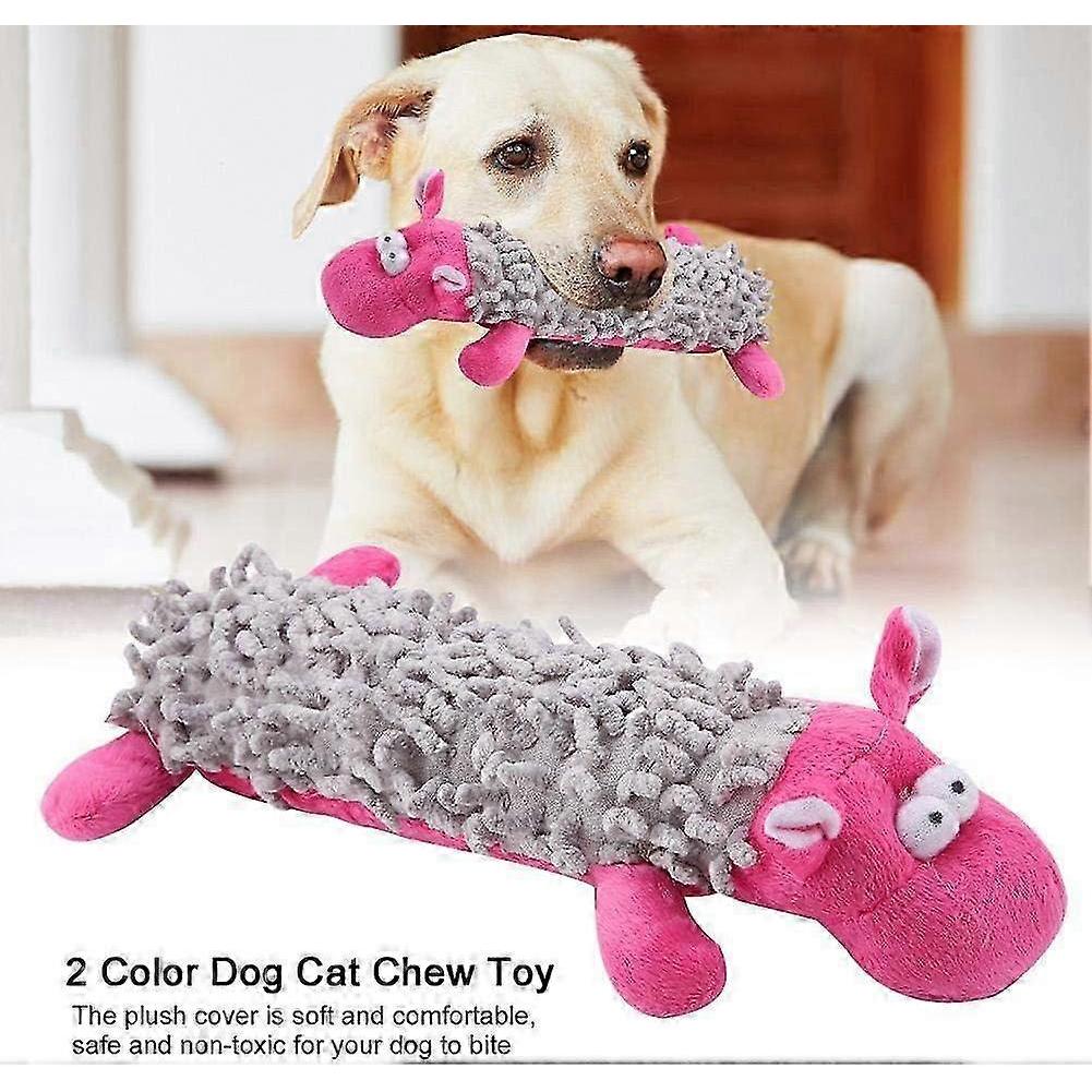 Dog Toy Durable Plush Squeaky Toy Interactive Teeth Cleaning Toy Funny Training Tool for Small Medium Dogs Pets(Pink) 26-27s