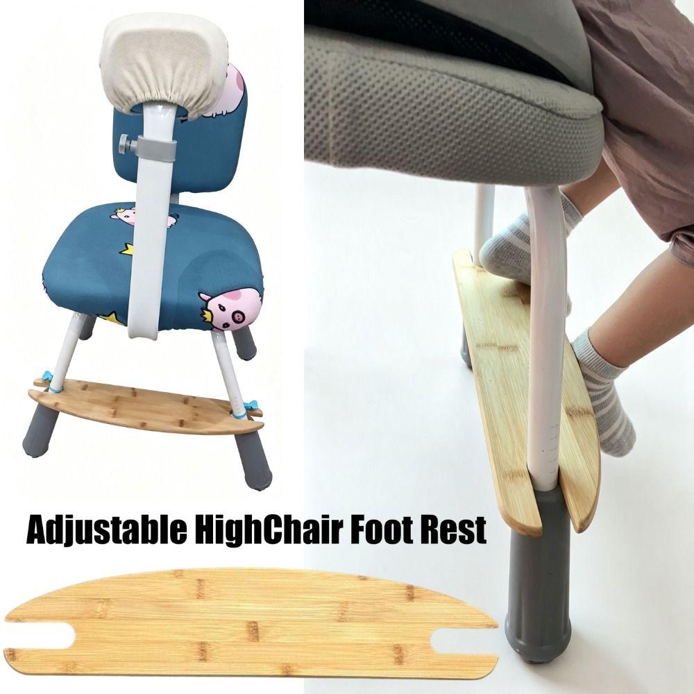 50cm Adjustable HighChair Foot Rest Natural Bamboo Wooden Toddler Chair Footrest Baby High Chair