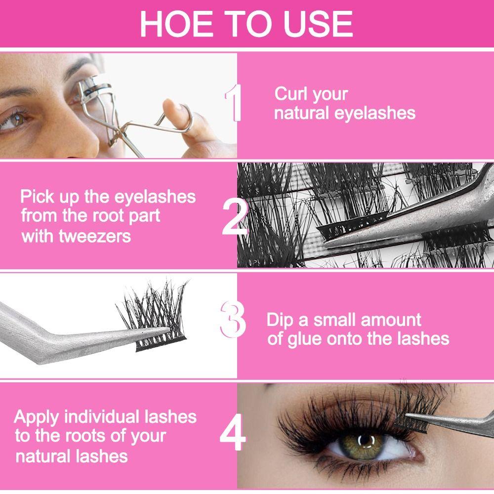 Faux Mink Lash Clusters Dramatic DIY Eyelash Extension Individual Cluster Lashes  at Home