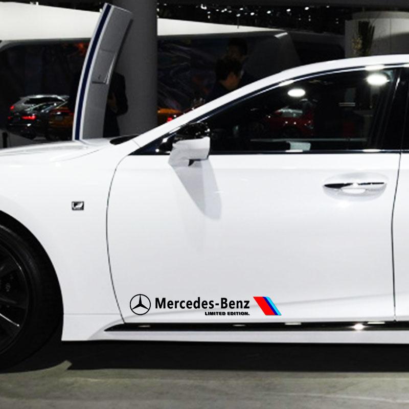 CRY1 2pcs Car Side Door Sticker Badge Decal Decoration Car Styling For Mercedes Benz W205 W177 W212 W213 W221 W220 W176 ML G63 E63