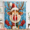 2pcs,2D plane printing Curtains&Window Treatment Cute Reindeer Christmas Versatile 100% Polyester (without rod) Outdoor