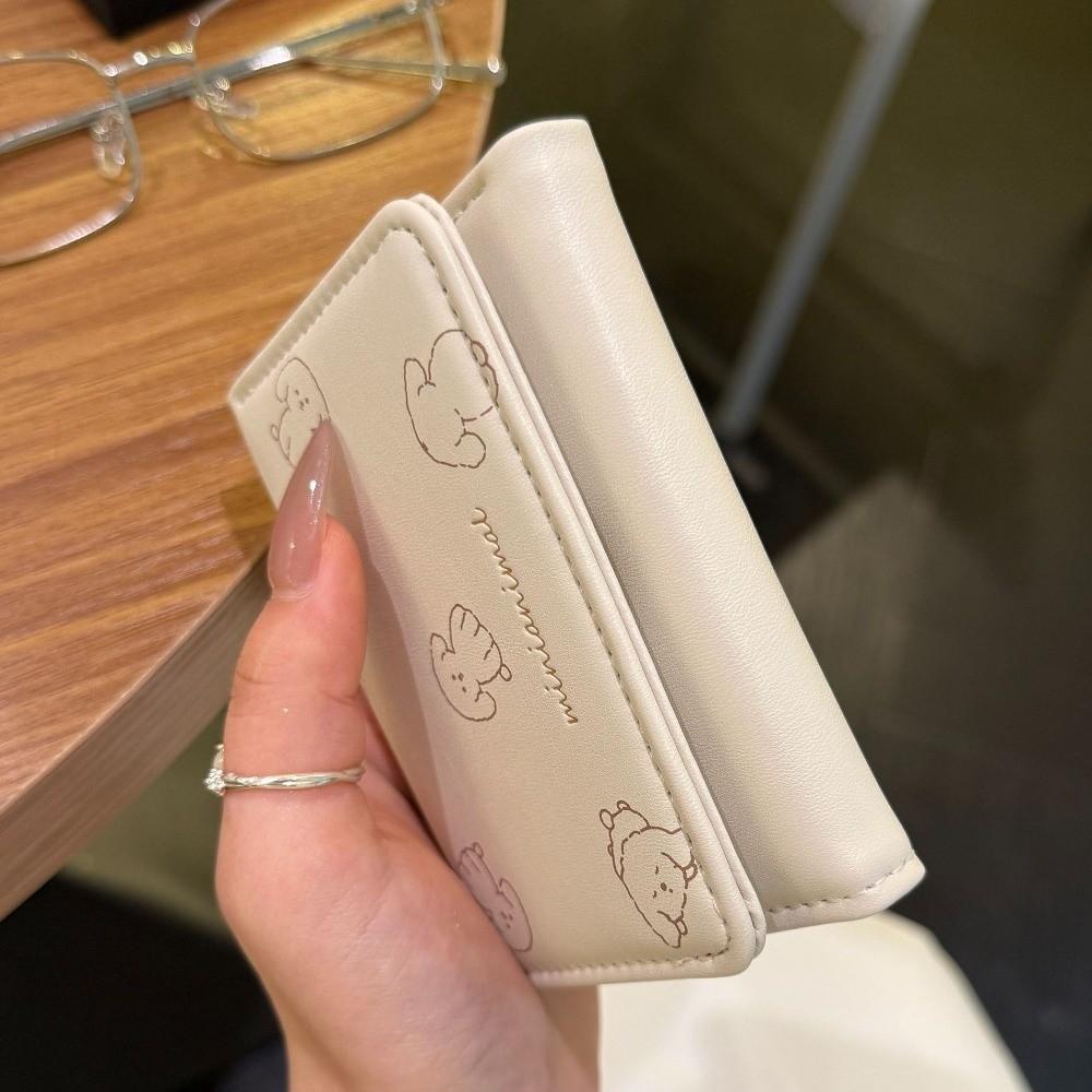 Cute Pattern Cartoon Trifold Wallet Korean-Style Pu Leather Coin Purse Card Holder Daily Outings