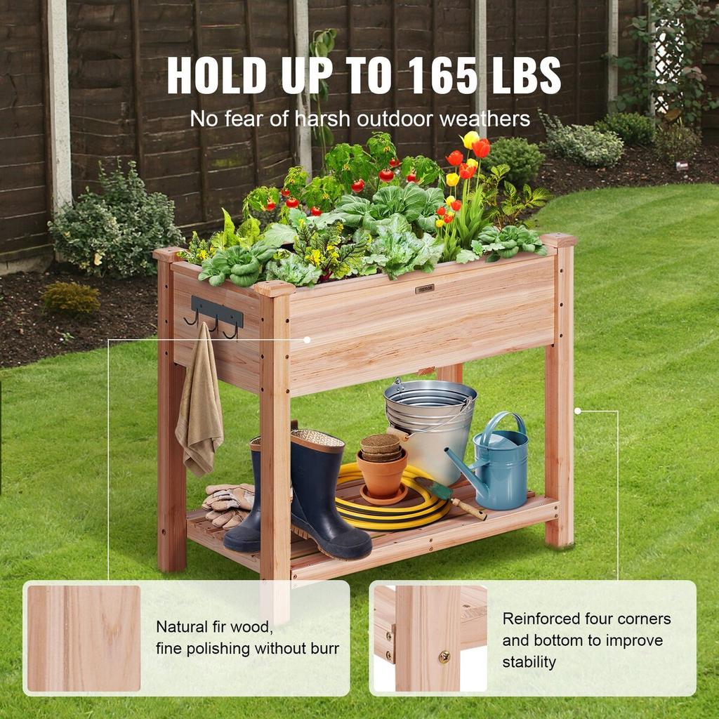 Wooden Raised Garden Bed Planter Box 33.9x18.1x30" Flower Vegetable Herb