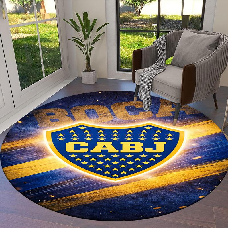 Club Atlético Boca Juniors Round Area Rug,Carpet Rug for Living Room Bedroom Sofa Playroom Decor,Non-slip Floor Mat