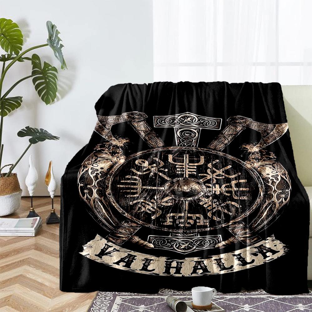 Viking Theme Printed Blanket - Perfect for Couch, Bed, Travel & Outdoor Use | Machine Washable, Cozy & Durable.